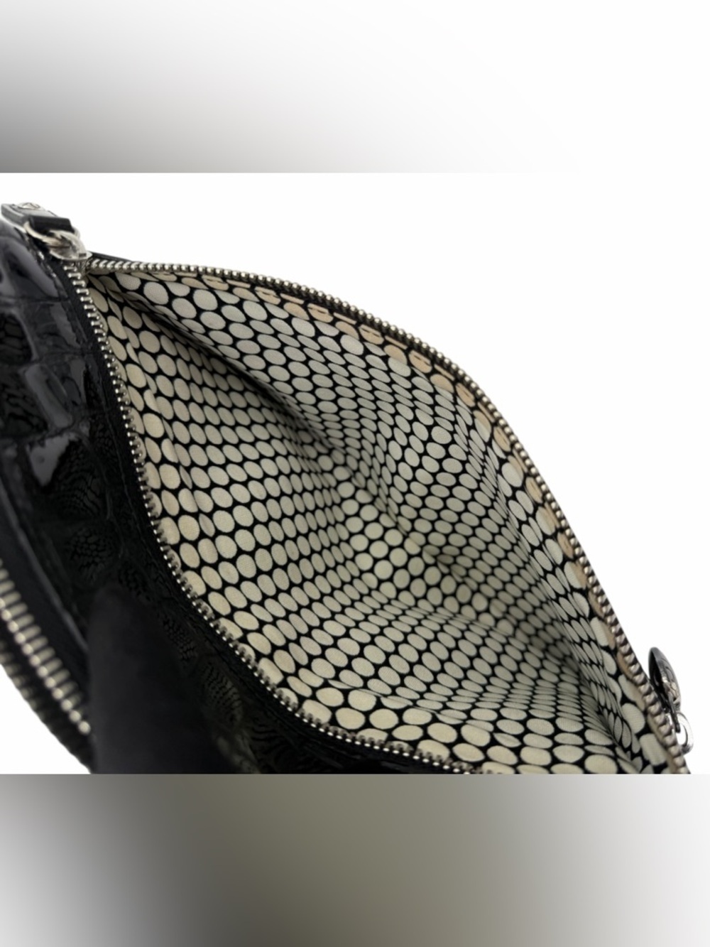 Brighton Twister GoGo Black Nylon & Croc Pattern Crossbody - Picture 8 of 9